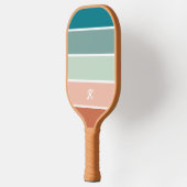 Raquette De Pickleball Retro Trendy Stripe Terracotta Turquoise Monogramm (Gauche)