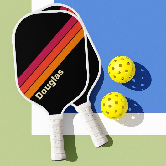 Raquette De Pickleball Rétro VHS Rayures avec Nom