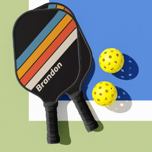 Raquette De Pickleball Rétro Vintage Arc-en-Ciel Sombre avec Nom