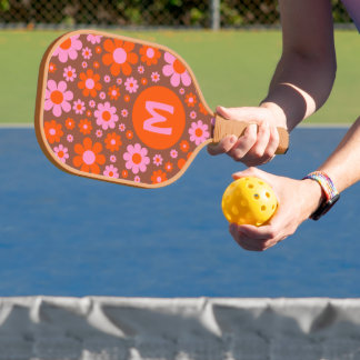 Raquette De Pickleball Rétro vintage motif floral personnalisé des années