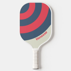 Raquette De Pickleball Rétro Yacht Club Cercle Rayure avec Nom