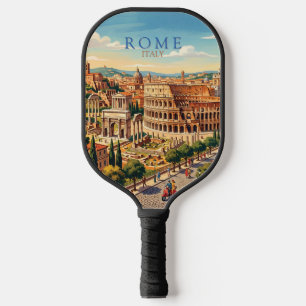 Raquette De Pickleball Rome Italie Colisée Voyage Art Vintage