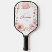 Raquette De Pickleball Rose d'aquarelle Wreath personnalisée | BLANCHE (Verso)