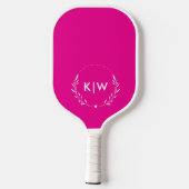 Raquette De Pickleball Rose et Blanc | Monogramme Initiales Modernes (Verso)
