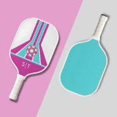 Raquette De Pickleball Rose et Bleu | Monogramme Moderne 