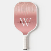 Raquette De Pickleball Rose Gold Sparkle Diamond Script (Verso)