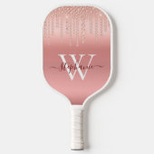 Raquette De Pickleball Rose Gold Sparkle Diamond Script (Recto)