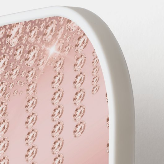 Raquette De Pickleball Rose Gold Sparkle Diamond Script (Détail gauche)