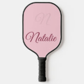 Raquette De Pickleball Rose pastel uni monogrammé (Recto)