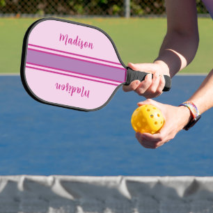 Raquette De Pickleball Rose rétro, violet & Fuchia rayé
