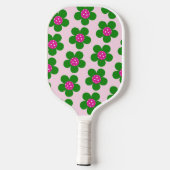 Raquette De Pickleball Rose + Vert fleurs de preppy mignonette girly (Verso)