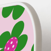 Raquette De Pickleball Rose + Vert fleurs de preppy mignonette girly (Détail gauche)