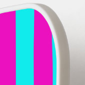 Raquette De Pickleball Roses Chaudes Et Bleu Cyan Gris Turquoise (Détail gauche)