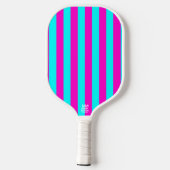 Raquette De Pickleball Roses Chaudes Et Bleu Cyan Gris Turquoise (Verso)