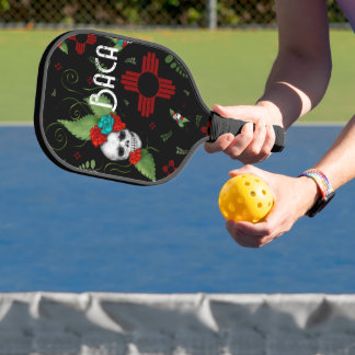 Raquette De Pickleball Roses crâne Zia Sun Green Black Nouveau-Mexique