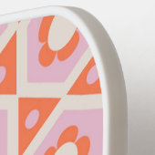 Raquette De Pickleball Roses et Orange de Fleur Rétro (Détail gauche)