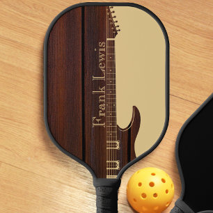 Raquette De Pickleball Rouge Bois & Tan Brown Couleur Nom du bloc Guitare