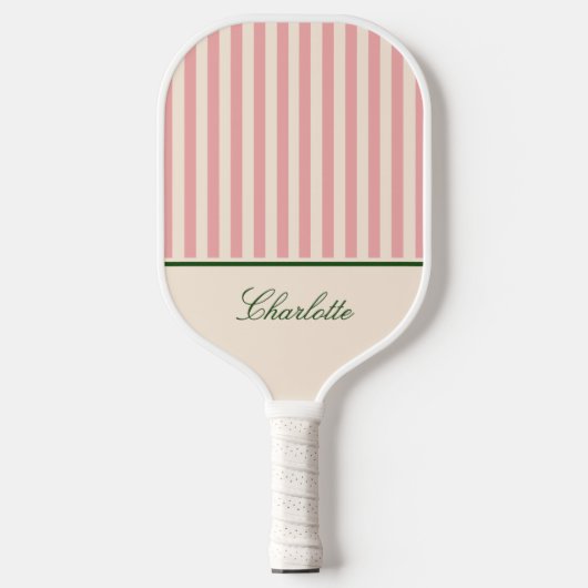 Raquette De Pickleball Rouge Clair Prépa Rayure Rose (Recto)