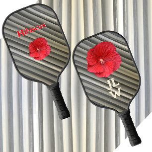 Raquette De Pickleball Rouge Hibiscus Moderne Smokey Gris Gris