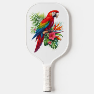 Raquette De Pickleball Rouge macaw tropical floral