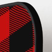 Raquette De Pickleball Rouge Noir Mer Cercle Monogramme Buffalo Plaid do- (Détail gauche)