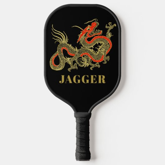 Raquette De Pickleball Rouge or noir Imaginaire chinois Dragon Monogram P (Recto)