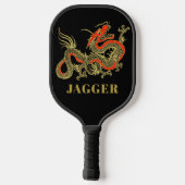 Raquette De Pickleball Rouge or noir Imaginaire chinois Dragon Monogram P (Verso)