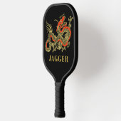 Raquette De Pickleball Rouge or noir Imaginaire chinois Dragon Monogram P (Gauche)