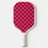 Raquette De Pickleball Rouge + Pink Check À damiers Motif de tableau de b (Verso)