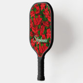 Raquette De Pickleball Rouge Poinsettia Flower Elegant Nom de script (Gauche)
