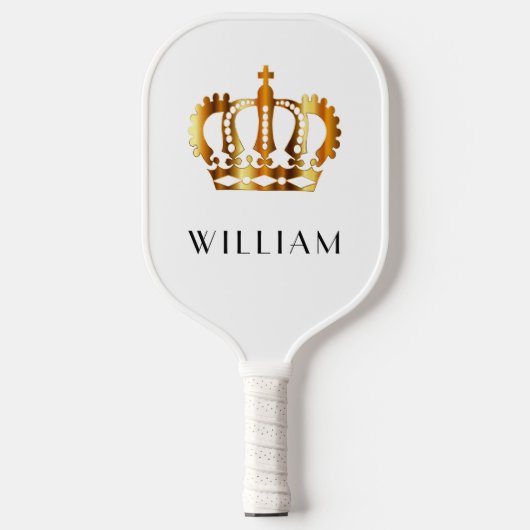 Raquette De Pickleball Royal Faux Gold Crown White Nom Customisé (Recto)