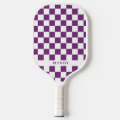 Raquette De Pickleball Royal Purple Checkerboard Custom Name (Verso)