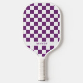 Raquette De Pickleball Royal Purple Checkerboard Custom Name (Recto)