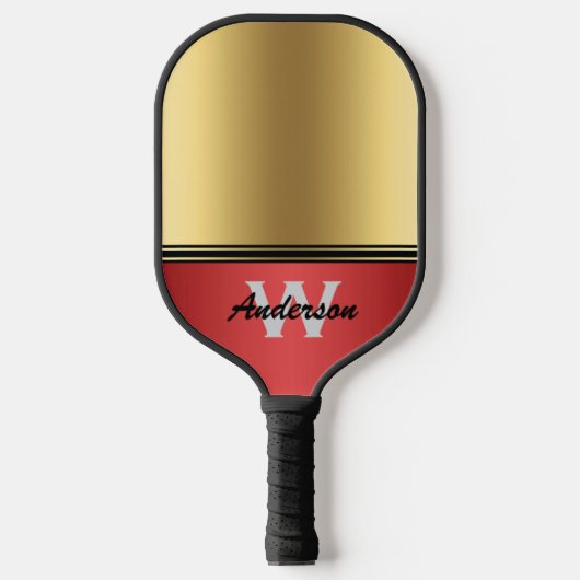 Raquette De Pickleball Ruby Red et Gold personnalisent Monogram & Name (Recto)