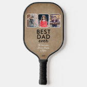 Raquette De Pickleball Rustic Best Papa Ever 3 Enfants Collage photo (Verso)