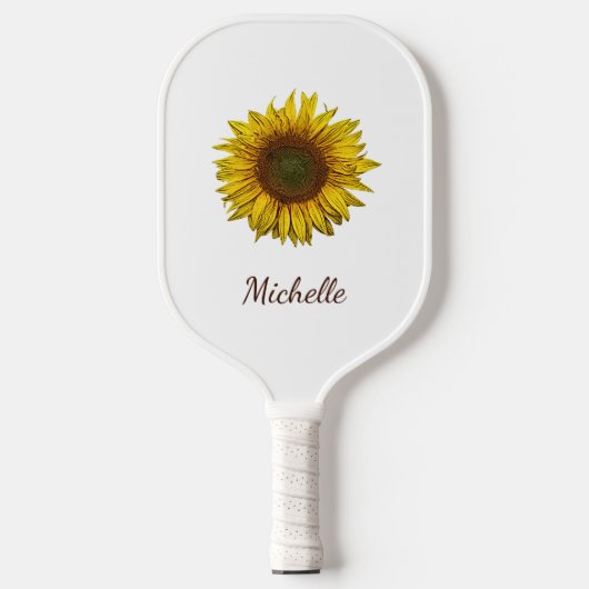Raquette De Pickleball Rustic Sunflower Boho Botanical Personalized (Recto)