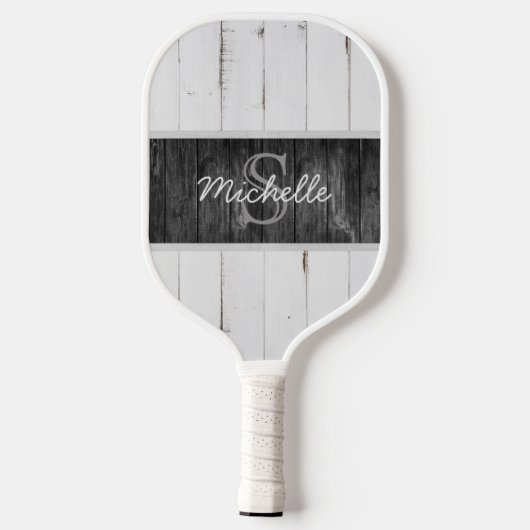 Raquette de pickleball rustique en bois avec monog (Verso)