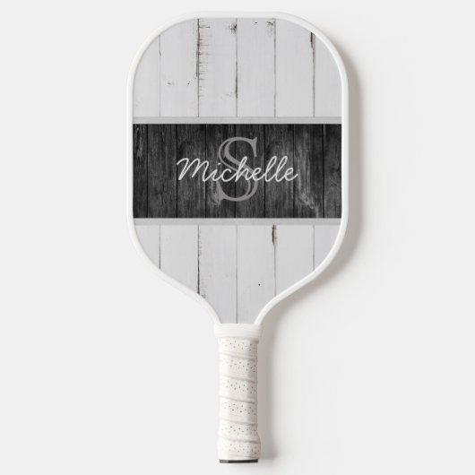 Raquette de pickleball rustique en bois avec monog (Recto)