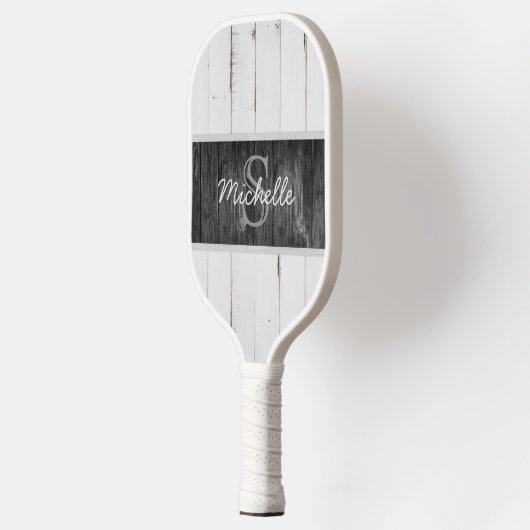 Raquette de pickleball rustique en bois avec monog (Gauche)