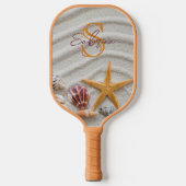 Raquette De Pickleball Sable et coquilles Monogramme Pickleball Paddle (Recto)