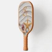 Raquette De Pickleball Sable et coquilles Monogramme Pickleball Paddle (Gauche)