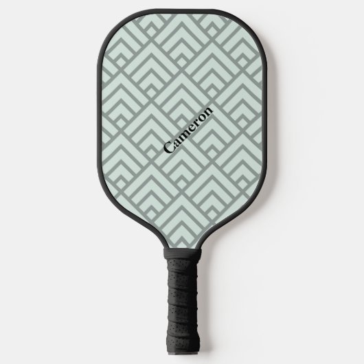 Raquette De Pickleball Sage Green Motif géométrique Moderne Monogramme (Recto)