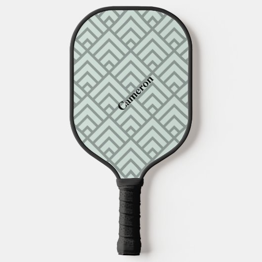 Raquette De Pickleball Sage Green Motif géométrique Moderne Monogramme (Verso)