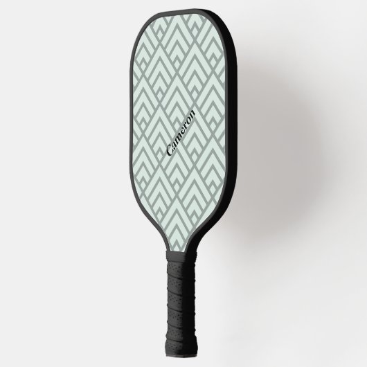 Raquette De Pickleball Sage Green Motif géométrique Moderne Monogramme (Gauche)