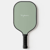 Raquette De Pickleball Sage Green Nom Moderne Élégant Monogramme Boho (Recto)
