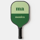 Raquette De Pickleball Sage green script monogram initial  (Recto)