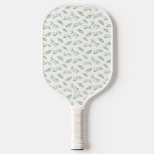 Raquette De Pickleball Sage Green Spring Feuilles Nom personnalisé