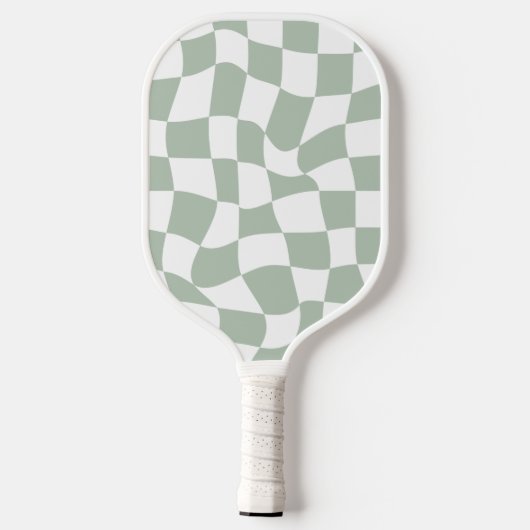 Raquette De Pickleball Sage Green Warped Checkerboard Pickleball Paddle (Verso)