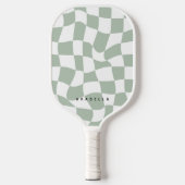 Raquette De Pickleball Sage Green Warped Checkerboard Pickleball Paddle (Recto)