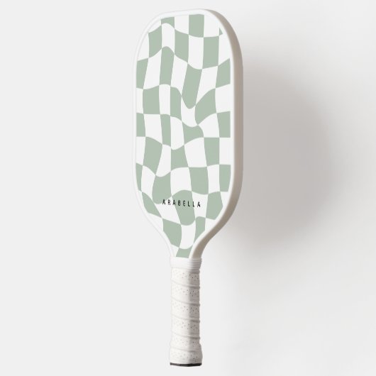 Raquette De Pickleball Sage Green Warped Checkerboard Pickleball Paddle (Gauche)